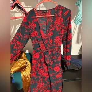 Women’s black and red long sleeve dress- size Large